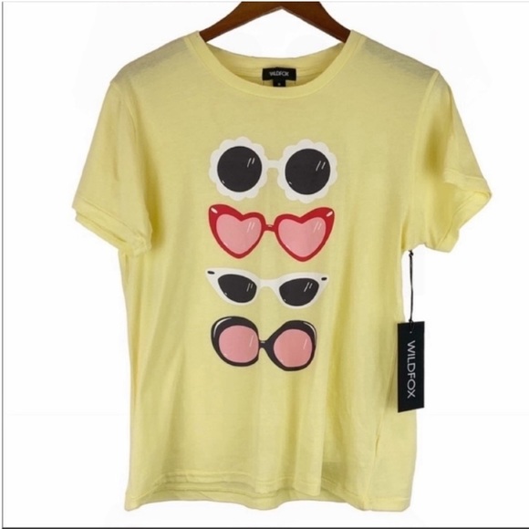 Wildfox Tops - Wildfox Size Medium Yellow Graphic T-Shirt New With Tags